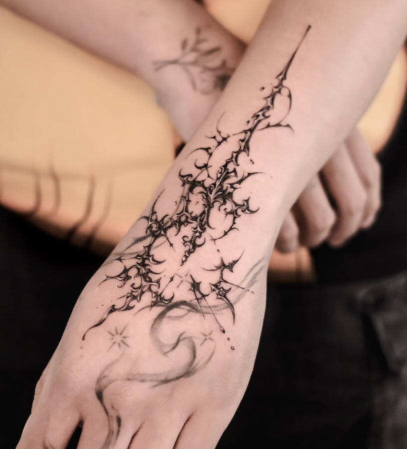 dark abstract sword tattoo dark abstract sword tattoo