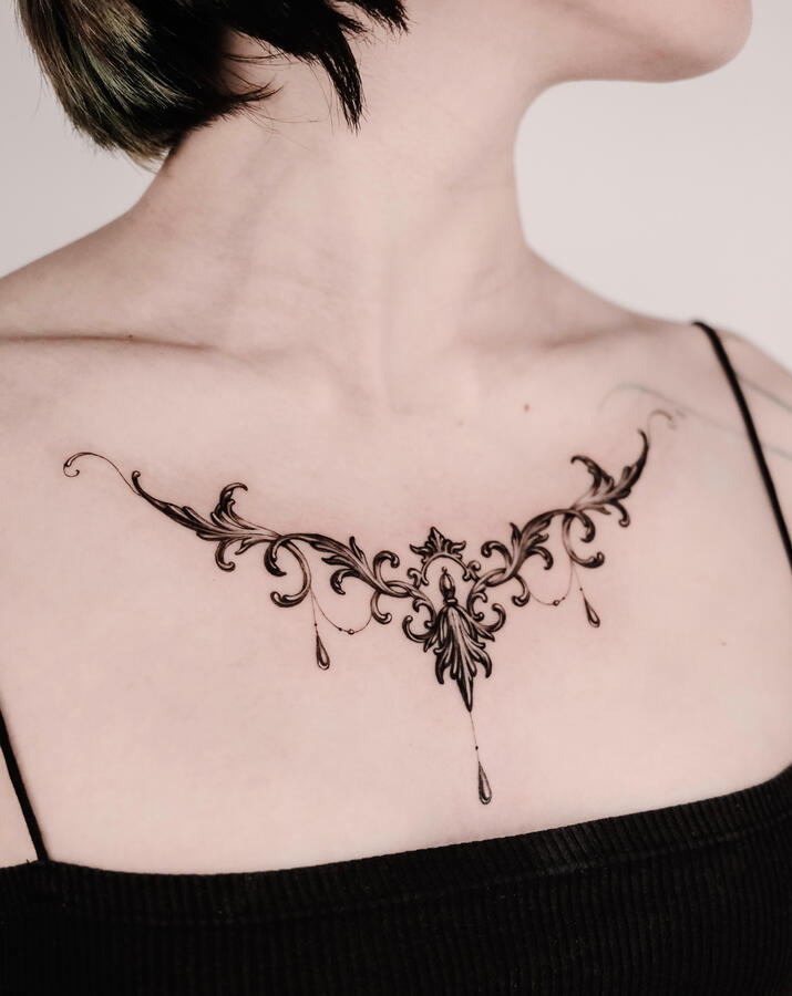 ornamental tattoo chest
