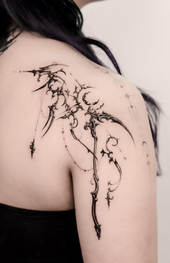 scythe and moon sigil