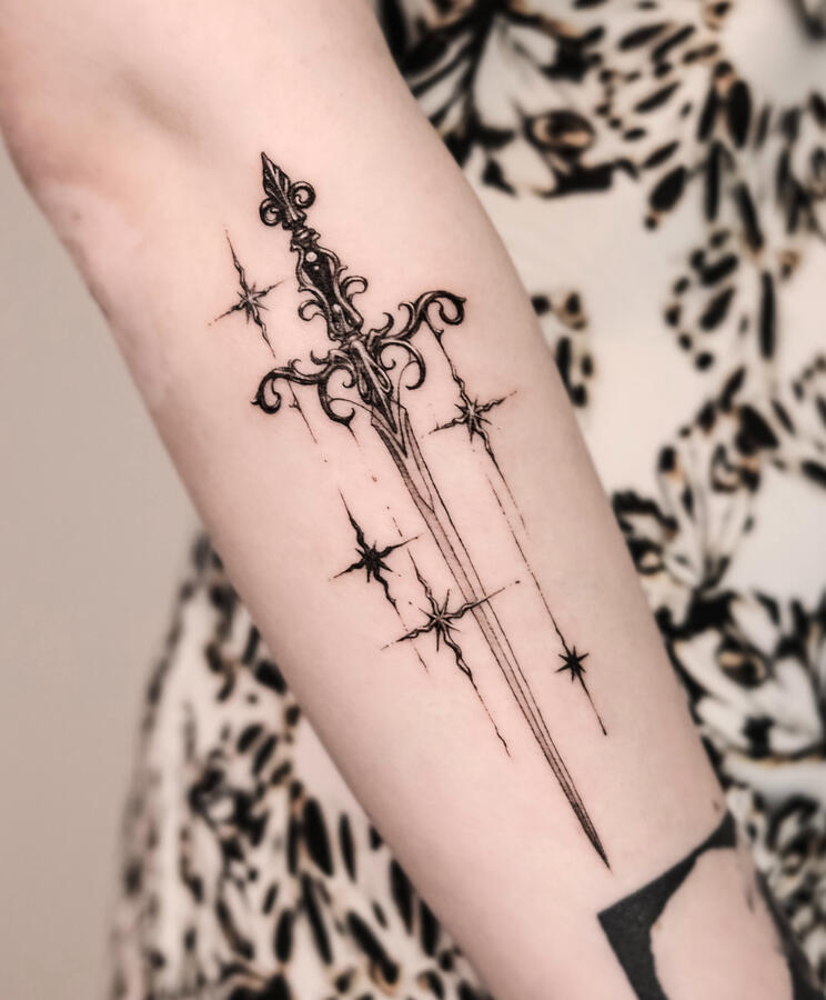 ornate sword with stars ornate sword with stars