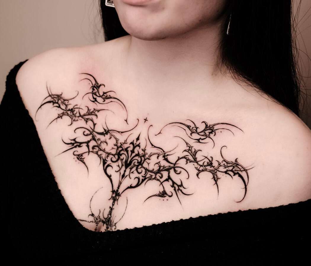 cybersigilism chest tattoo by auua.tattoo